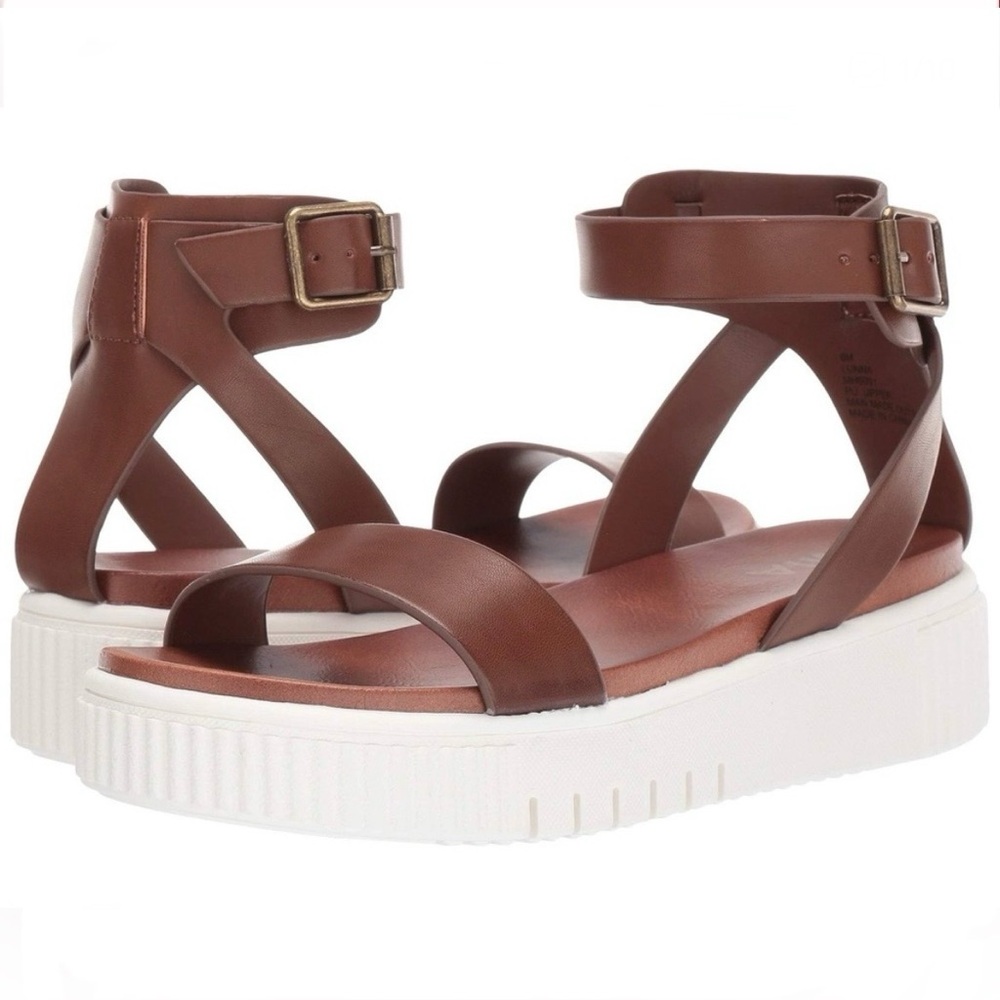 👡 MIA Lunna Platform Sandals – Cognac Brown – Size 7.5